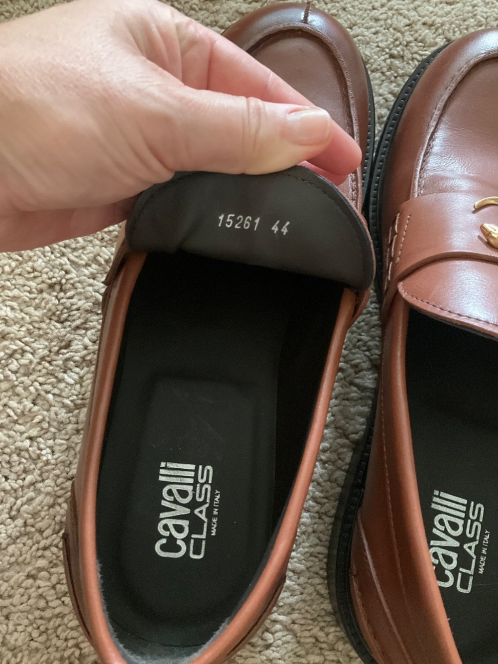 Roberto Cavalli Logo Bit Loafer in brown leather - Picture 6 of 9